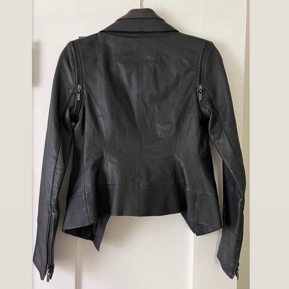 Guess by Marciano | Dark Slate Grey Leather Jacket with Removable Sleeves - Picture 4 of 10